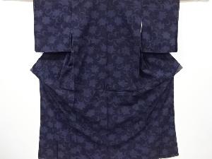 唐花模様織り出し手織り紬着物